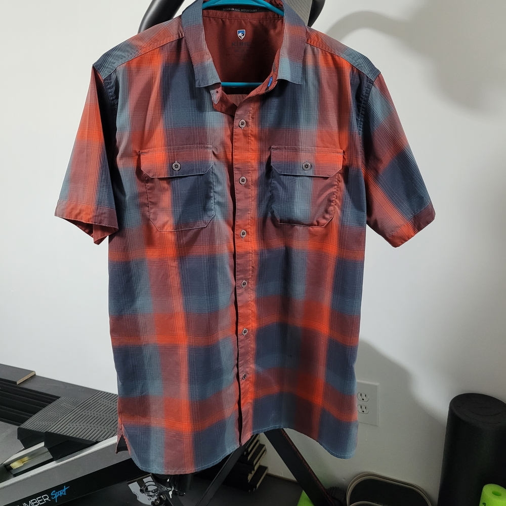 Kuhl Men's Red and Blue Plaid Button Down Shirt